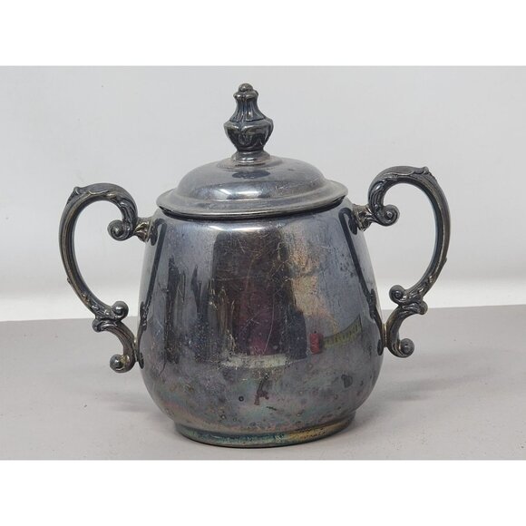 Vintage William Rogers Spring Flower 2032 Silver-Plated Creamer & Sugar Bowl Set - Picture 10 of 16